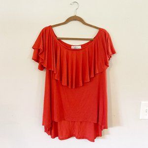 Free People Off Shoulder Orange Flowy Tunic Top